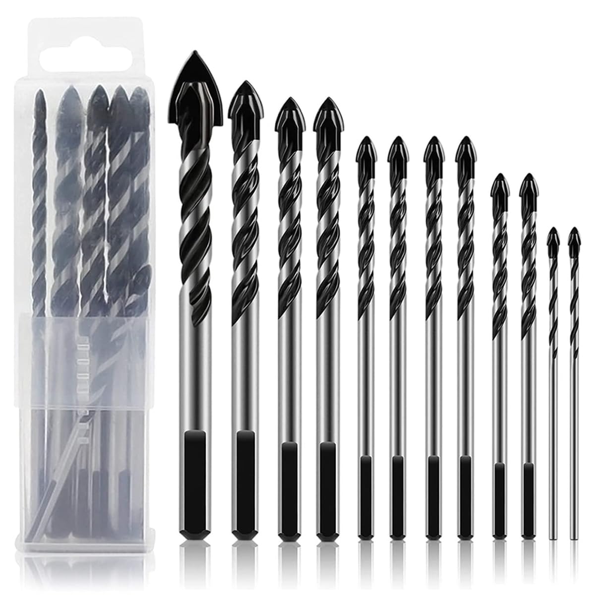 Serplex 12Pcs Drill Bits Set 6 Sizes Drill Bits 3.14-4.72inch Masonry Drill Bit Set & Concrete Drill Bit Set, Professional Carbide Drill Bits Tip for Glass, Tile, Brick, Cement Concrete Plastic Wood Serplex 12Pcs Drill Bits Set 6 Sizes Drill Bits 3.14-4.72inch Masonry Drill Bit Set & Concrete Drill Bit Set, Professional Carbide Drill Bits Tip for Glass, Tile, Brick, Cement Concrete Plastic Wood